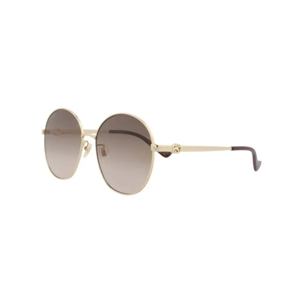 Gucci Round-Frame Metal Sunglasses Gold Womens